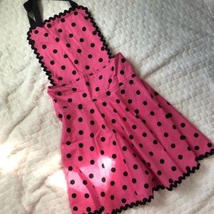 Pink & Black Polka Dot Cotton Apron